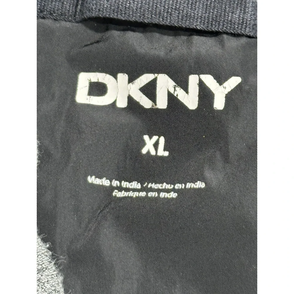 DKNY Jacket Sweatshirt Men's Size XL Gray Black Sleeves Full Zip Up Two Tone EUC